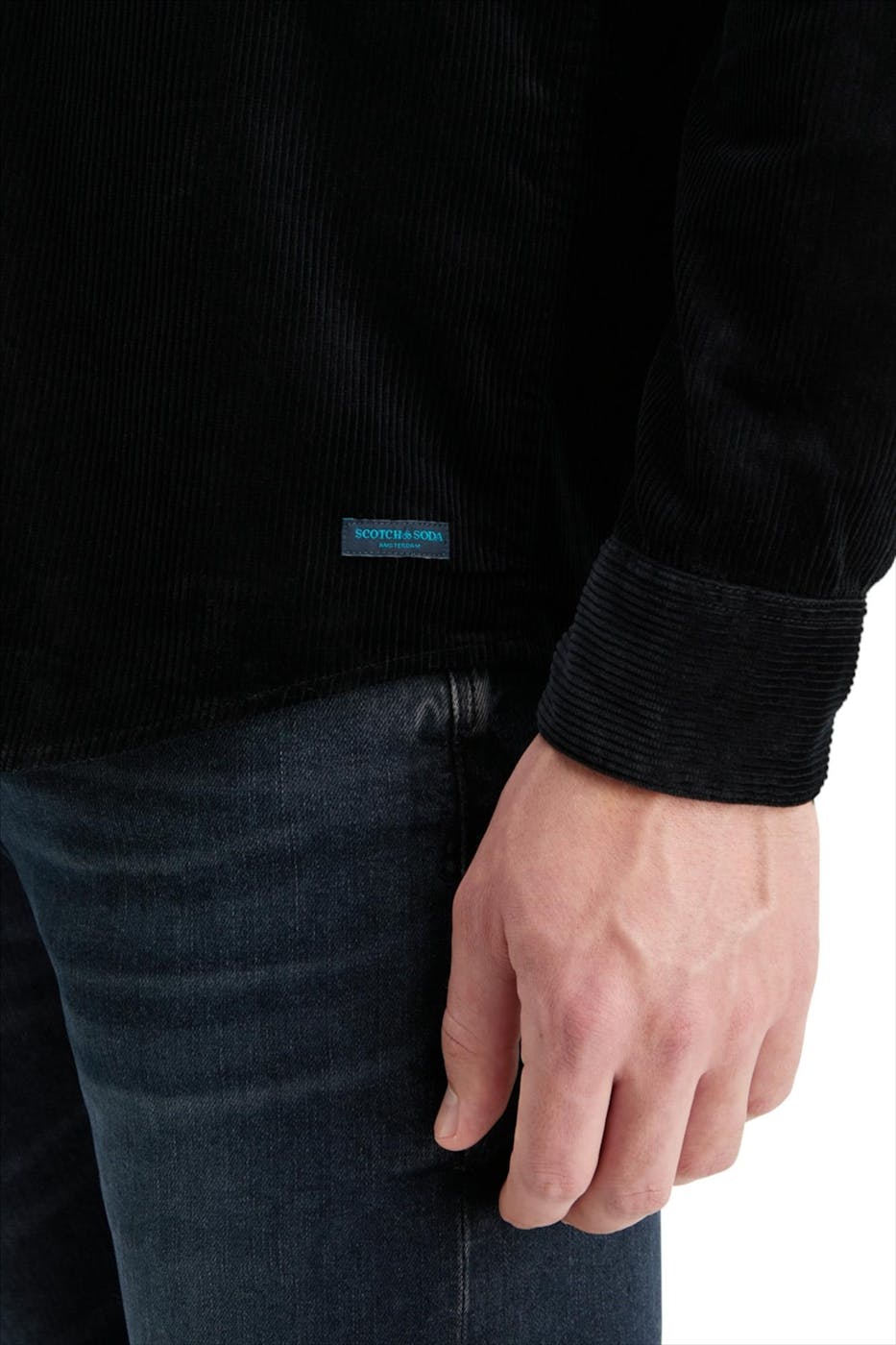 Scotch & Soda - Zwart Solid Corduroy hemd