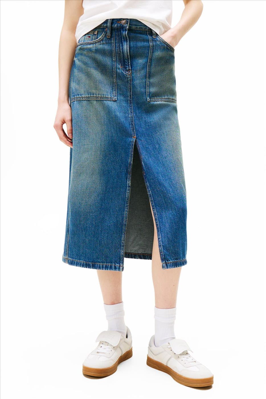 Tommy Jeans - Middenblauwe Claire Midi jeansrok