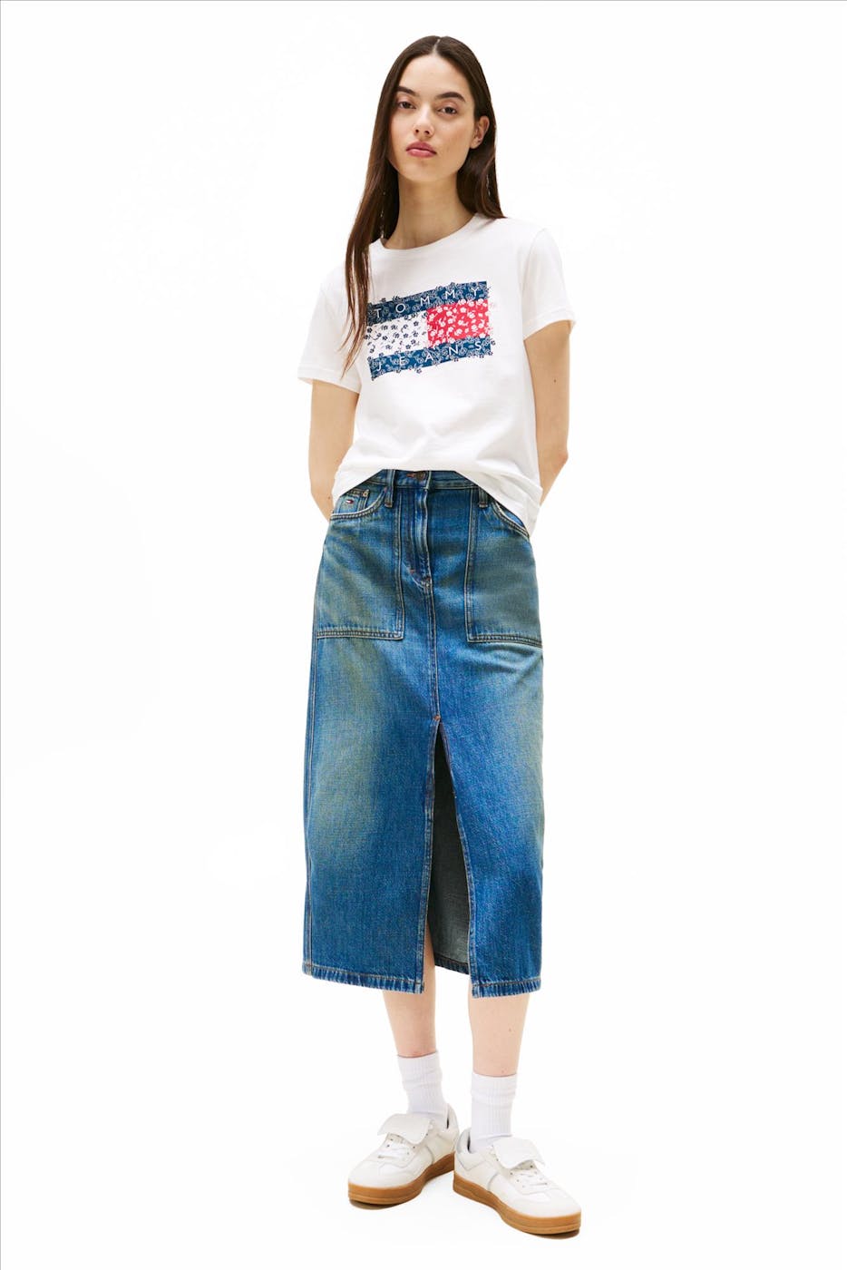 Tommy Jeans - Middenblauwe Claire Midi jeansrok