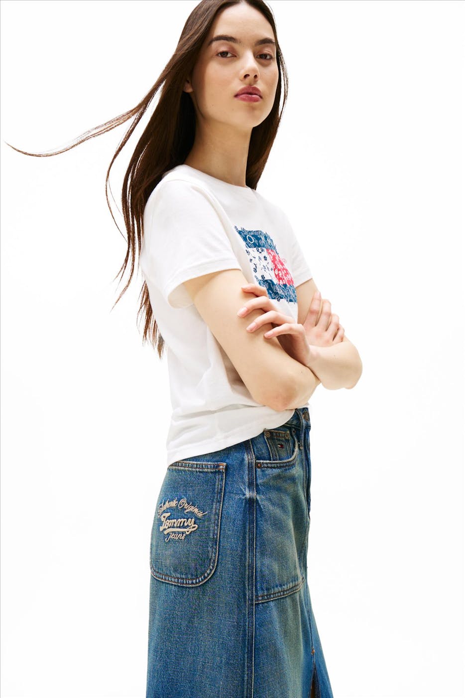 Tommy Jeans - Middenblauwe Claire Midi jeansrok