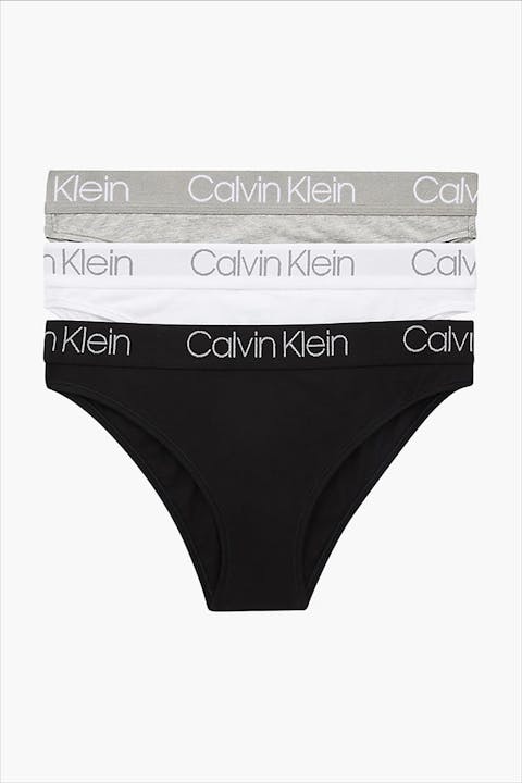 Calvin Klein Underwear - Zwart-grijs-witte 3PK High Leg Tanga slips