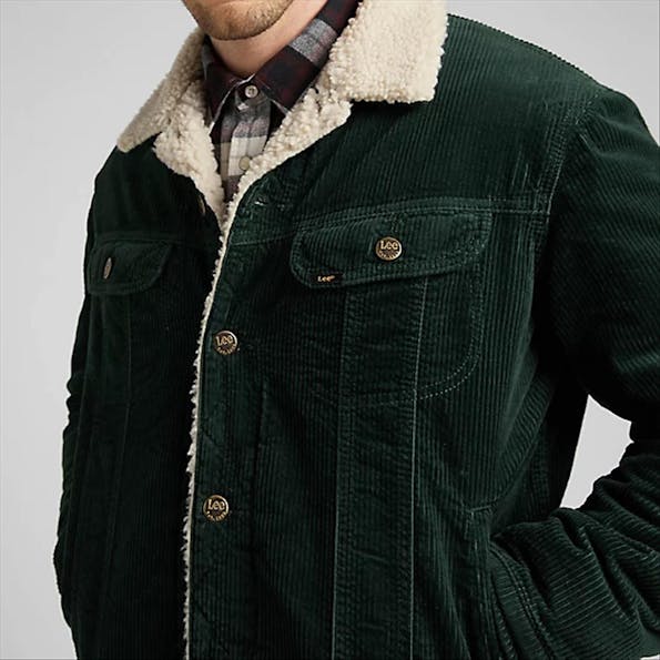 Lee - Donkergroene Cord Sherpa Jacket jas