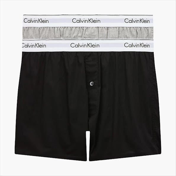 Calvin Klein Underwear - Zwart-grijs-witte Boxer Slim 2PK boxershorts