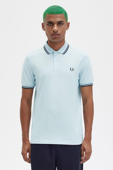 Fred Perry - Lichtblauw-zwarte Twin Tipped polo