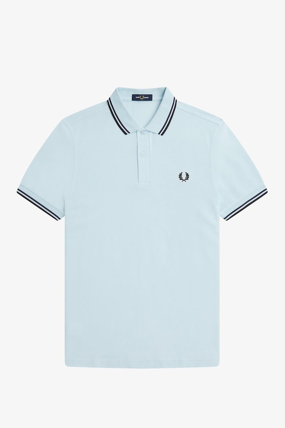 Fred Perry - Lichtblauw-zwarte Twin Tipped polo