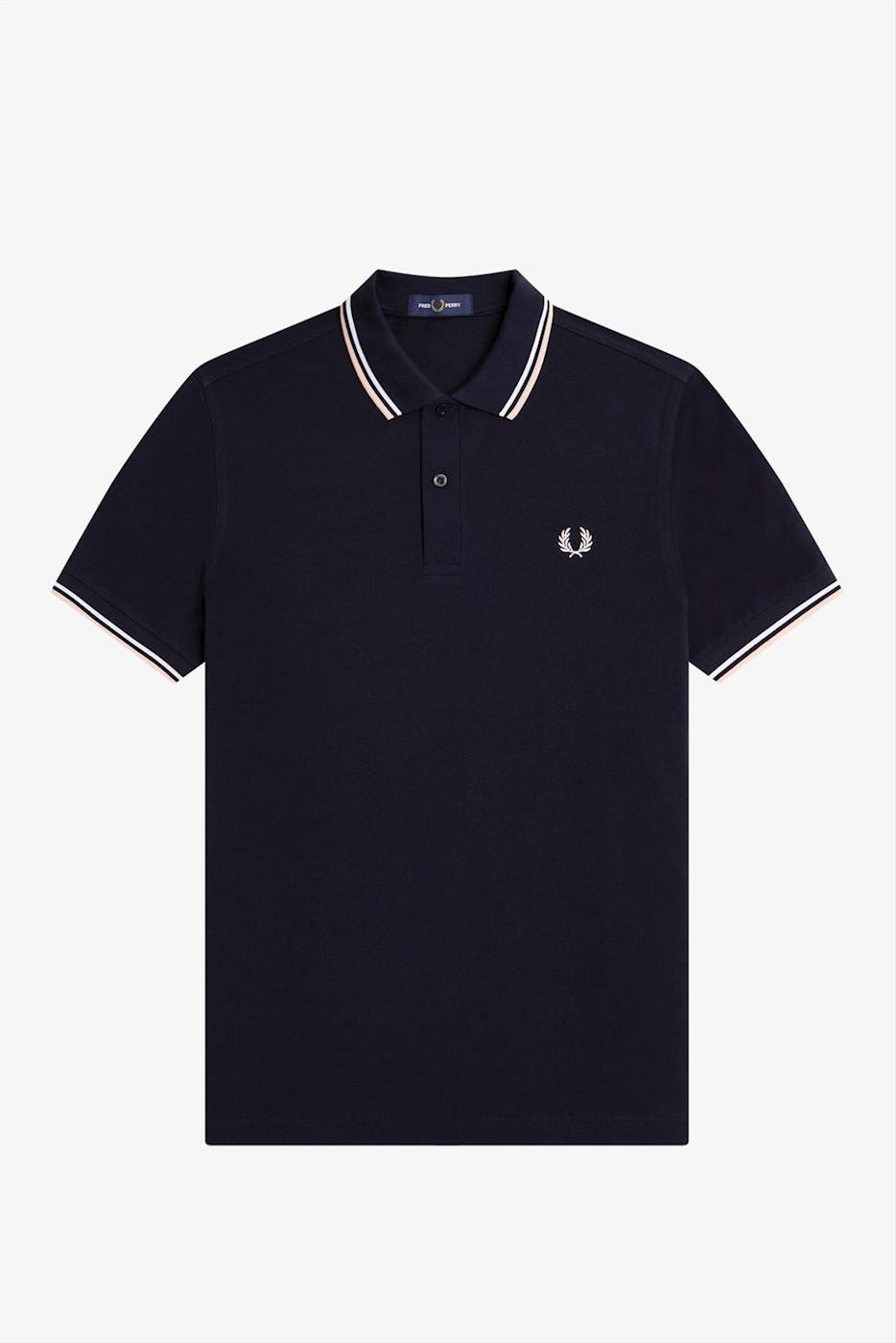 Fred Perry - Donkerblauw-wit-roze Twin Tipped polo