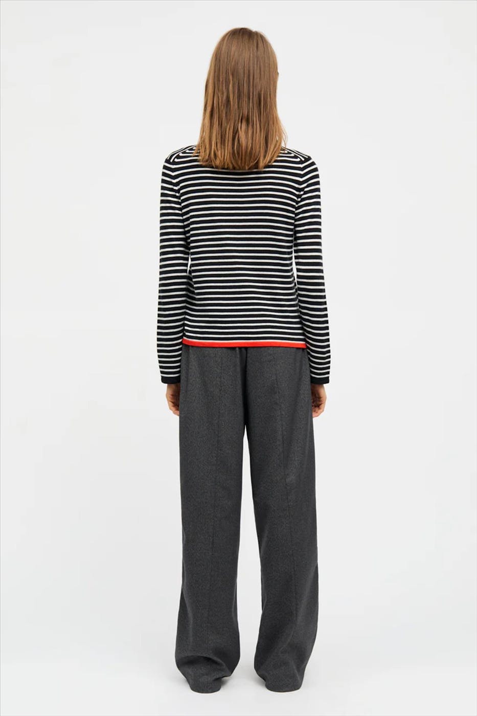 MADS NORGAARD - Zwart-Witte Fine Merino Ivy trui