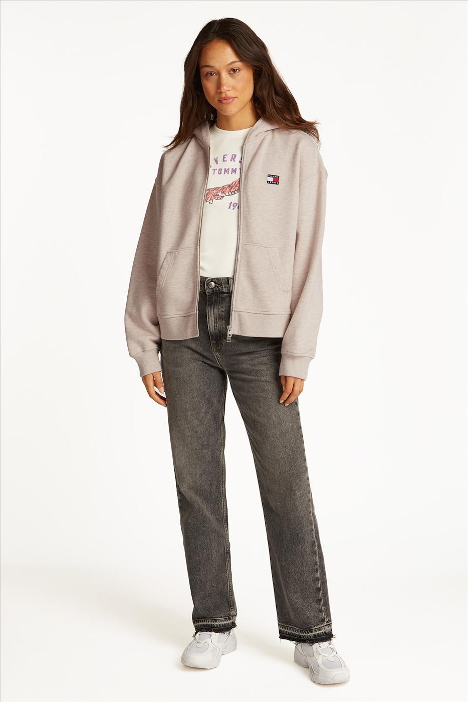 Tommy Jeans - Beige Badge Zip hoodie