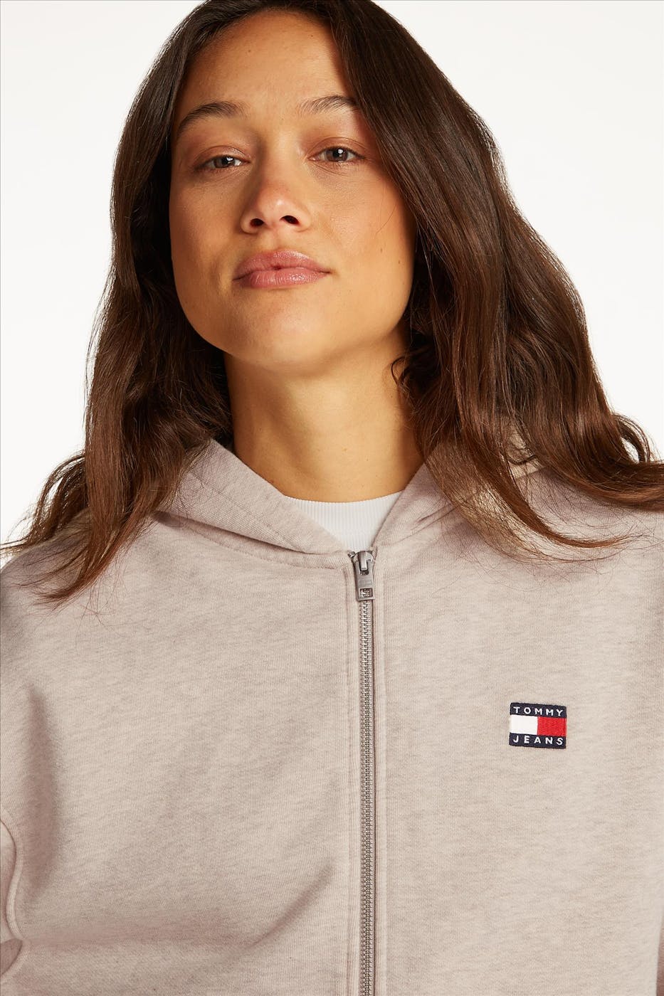 Tommy Jeans - Beige Badge Zip hoodie