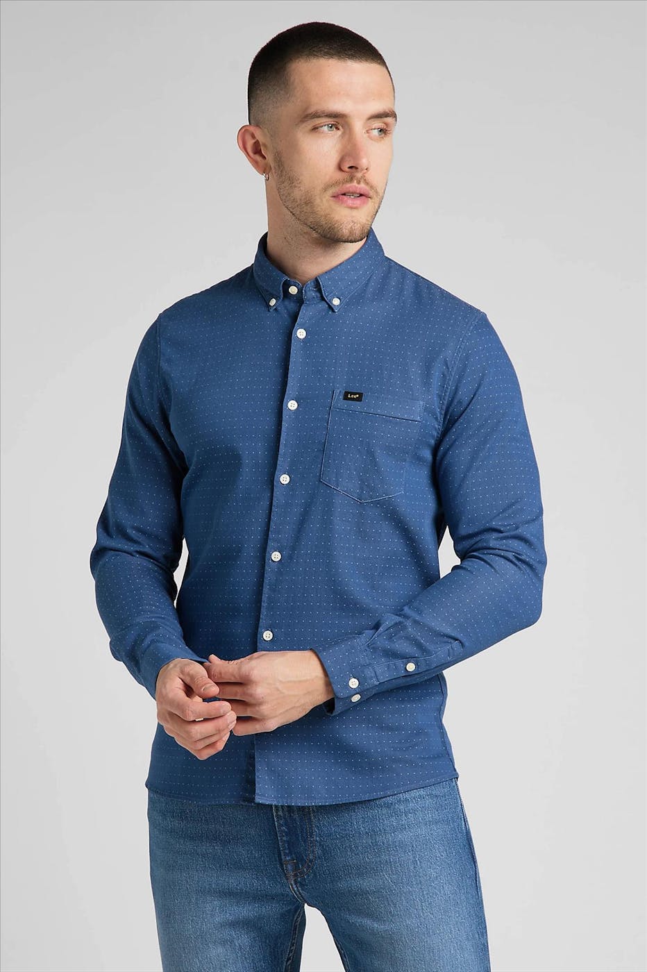 Lee - Blauw Slim Button Down hemd