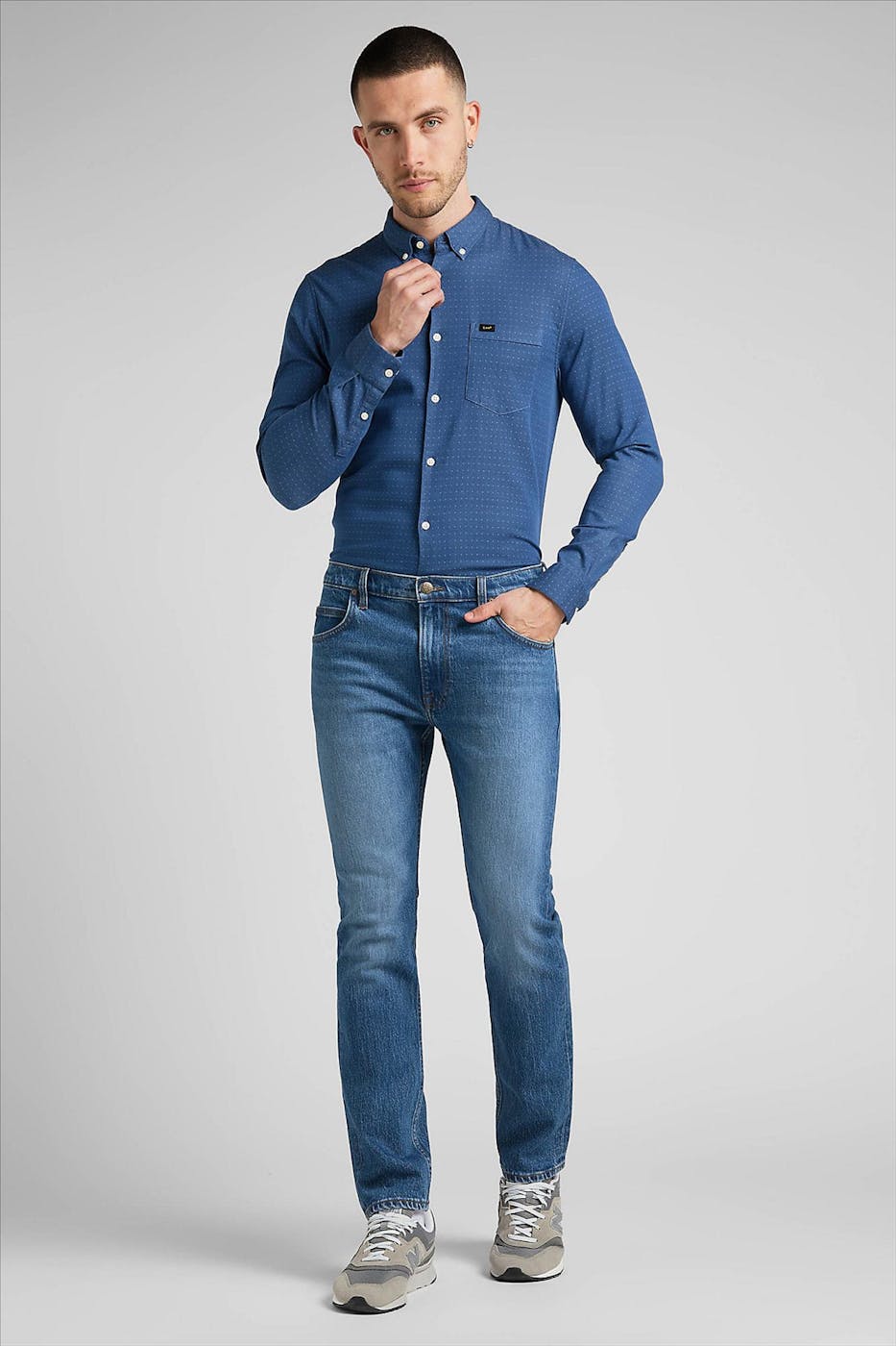 Lee - Blauw Slim Button Down hemd