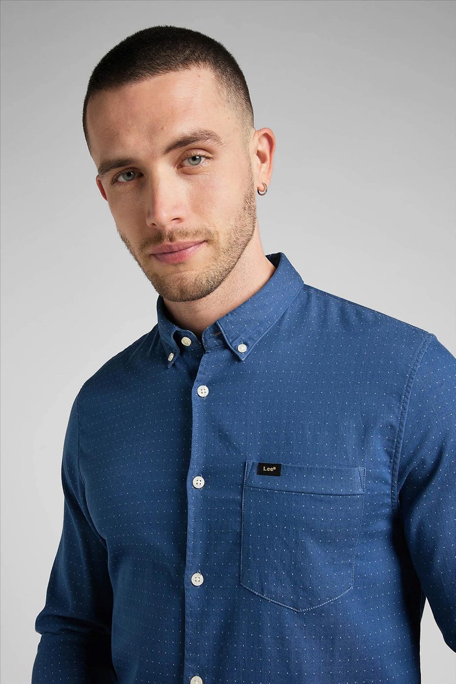 Lee - Blauw Slim Button Down hemd