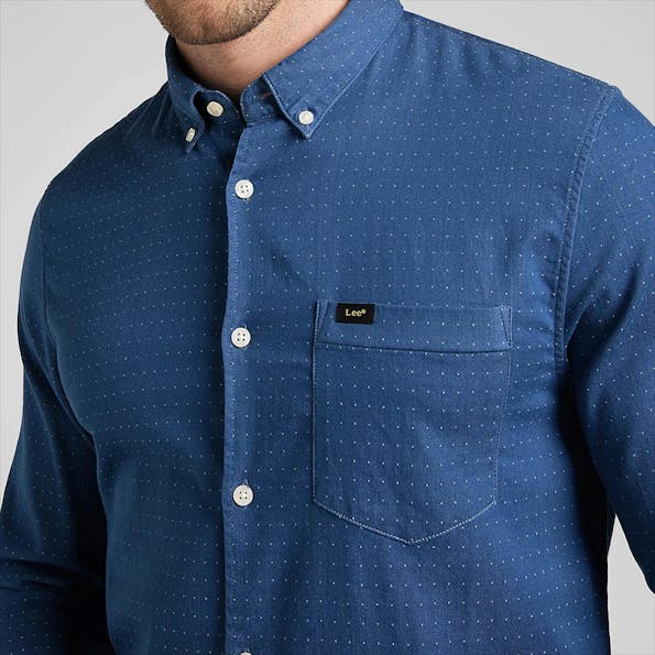 Lee - Blauw Slim Button Down hemd