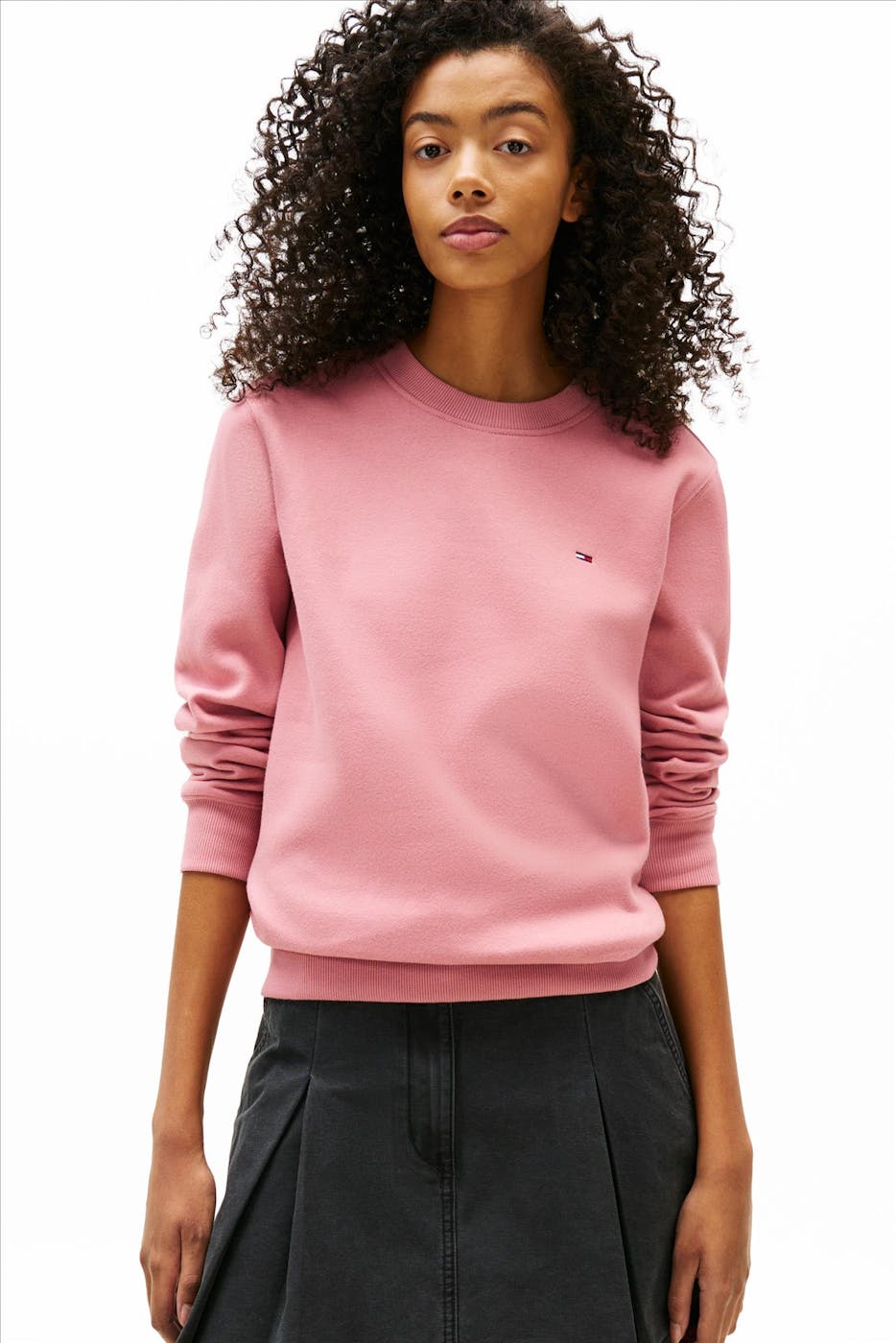 Tommy Jeans - Koraalroze Regular Flag sweater