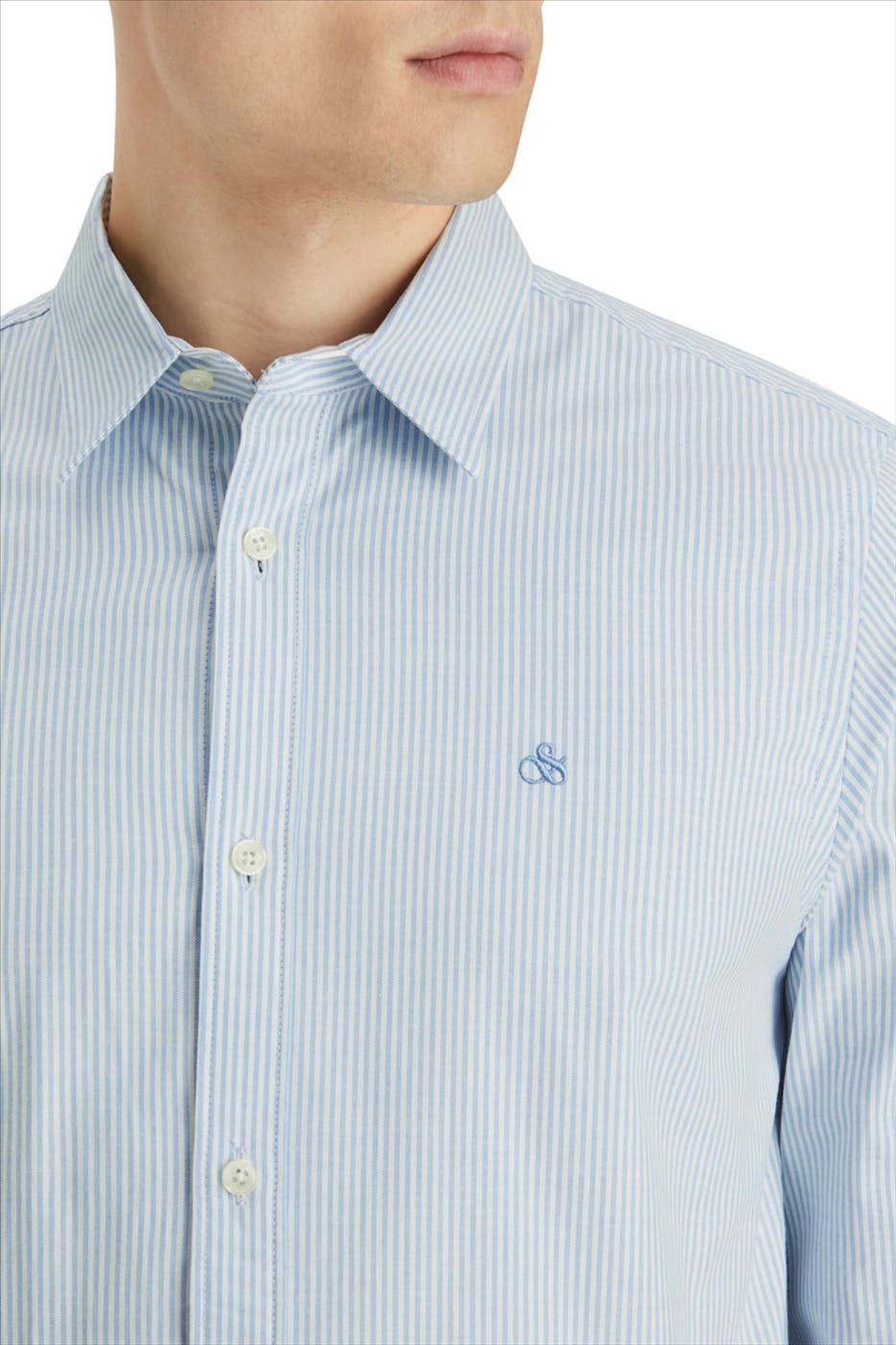 Scotch & Soda - Blauw-Wit Essential Gestreept hemd