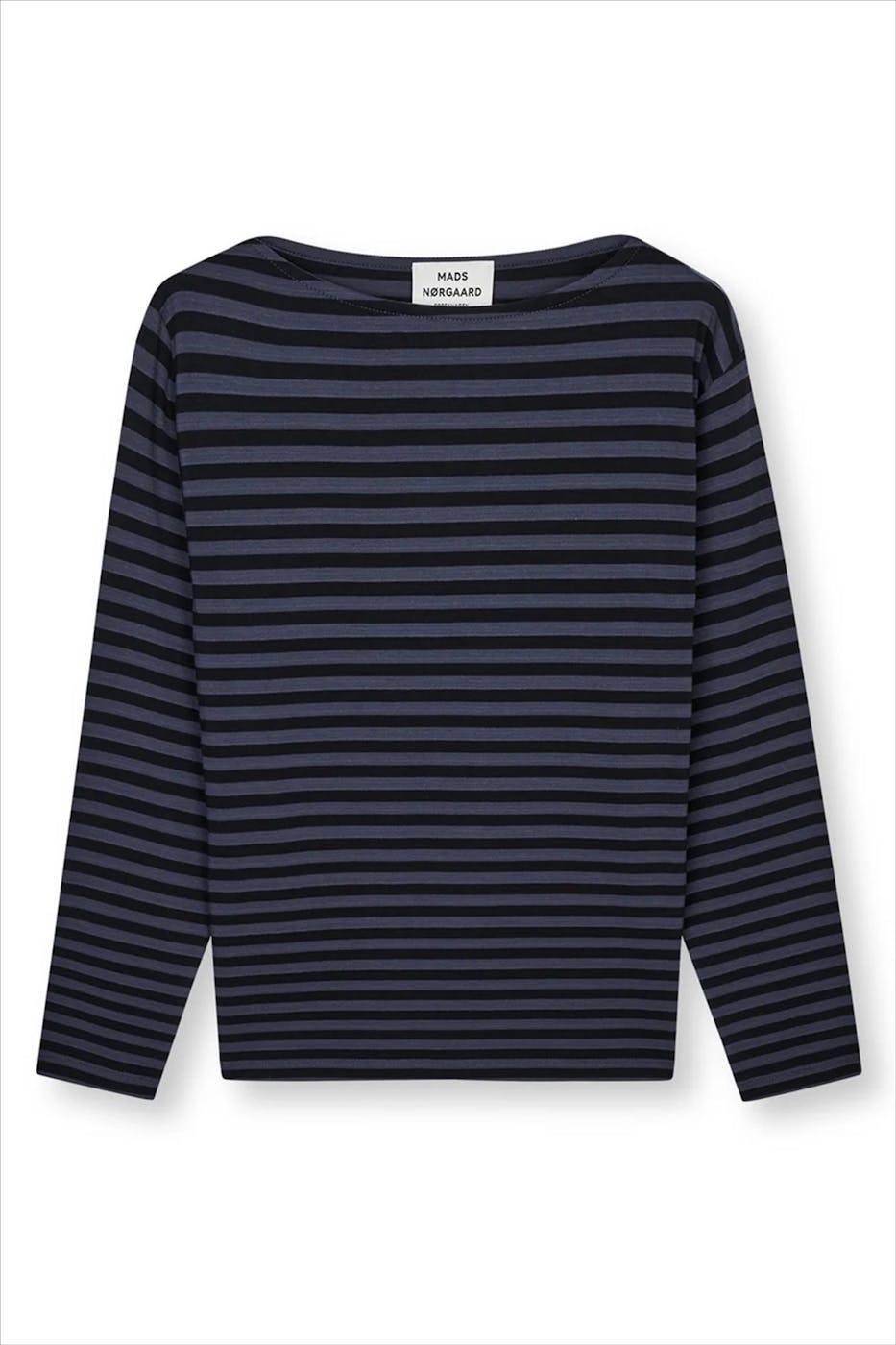 MADS NORGAARD - Zwart-Donkerblauwe Silke longsleeve
