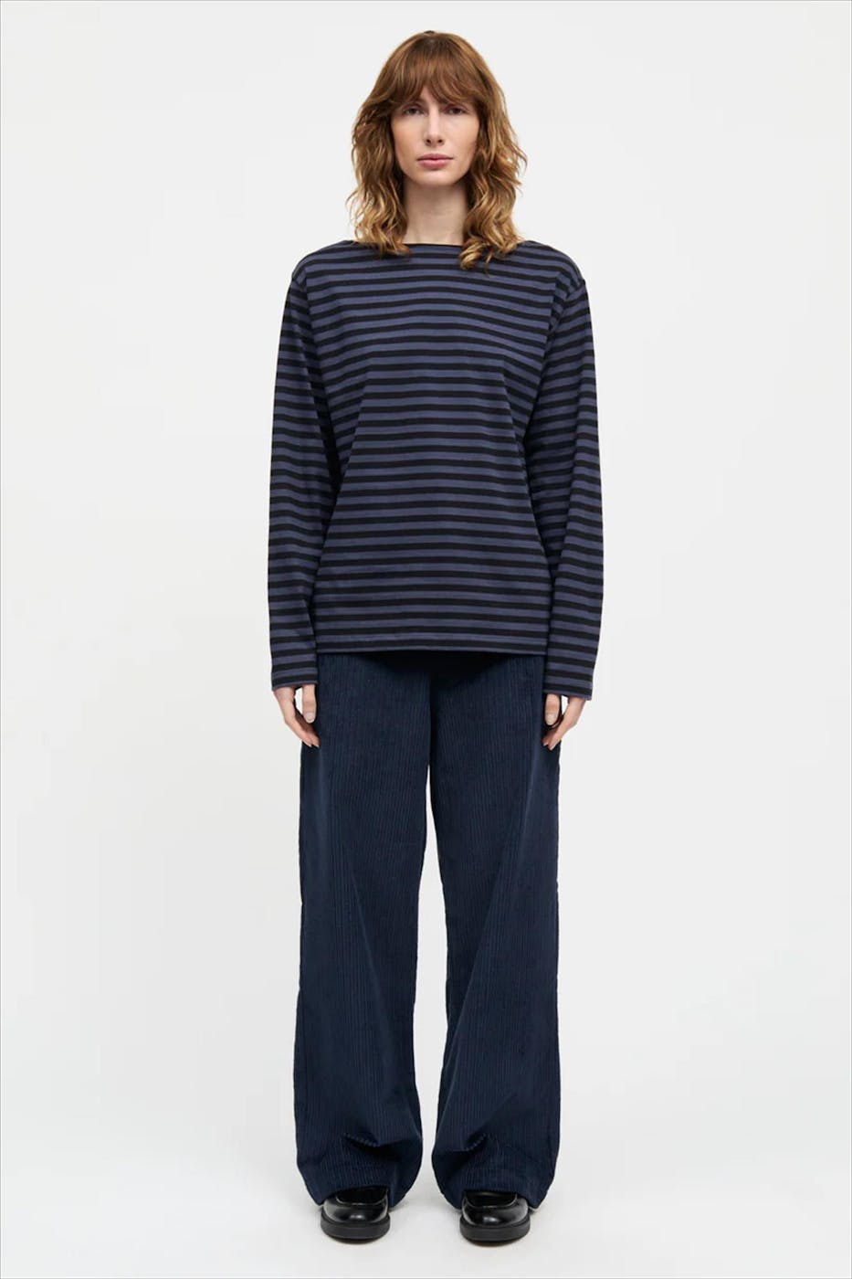 MADS NORGAARD - Zwart-Donkerblauwe Silke longsleeve