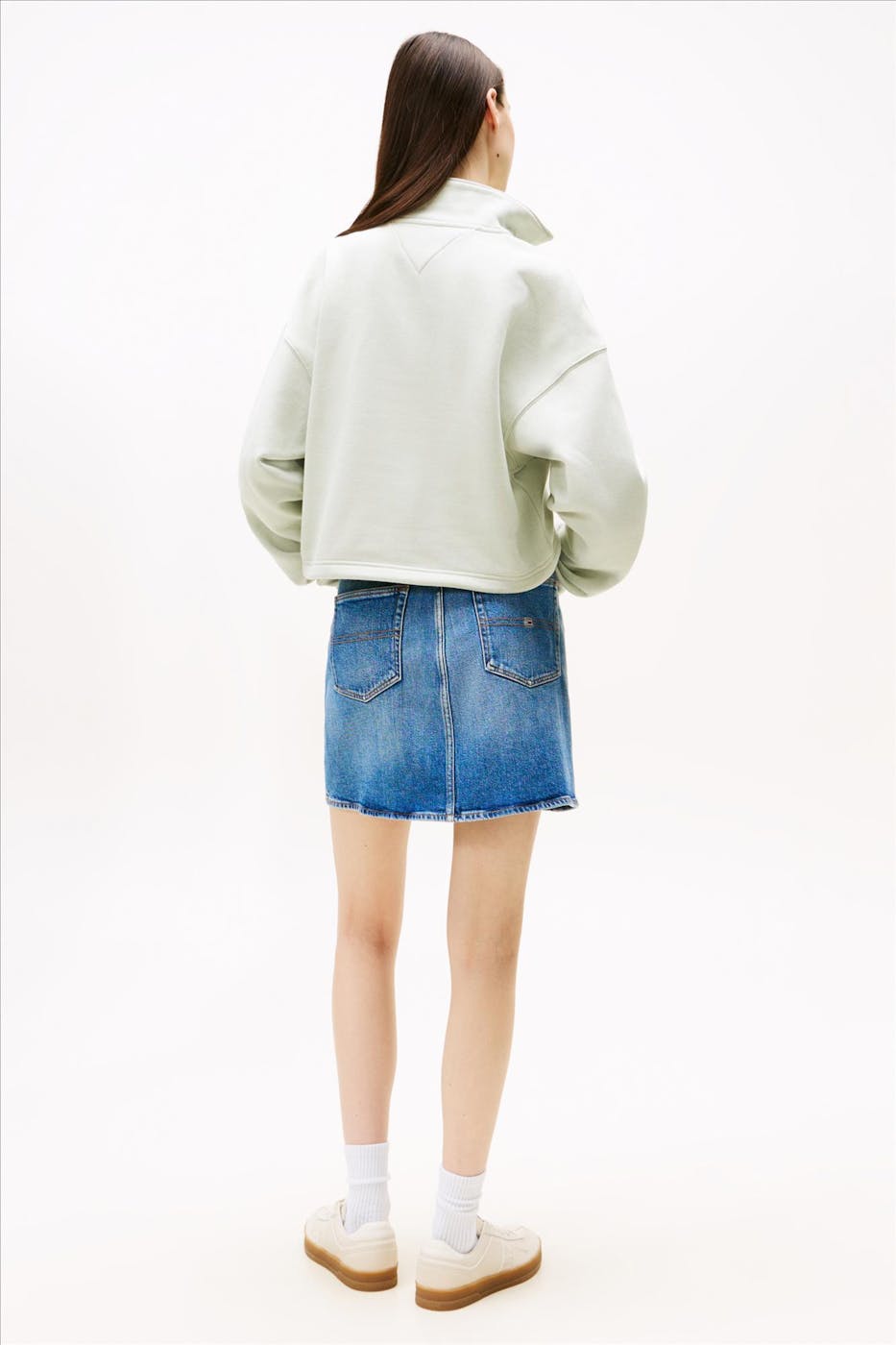 Tommy Jeans - Mintgroene Boxy 1/4 Zip sweater