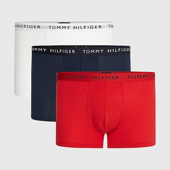 Tommy Hilfiger Underwear - Witte-donkerblauwe-rode Trunk 3-pack boxershorts