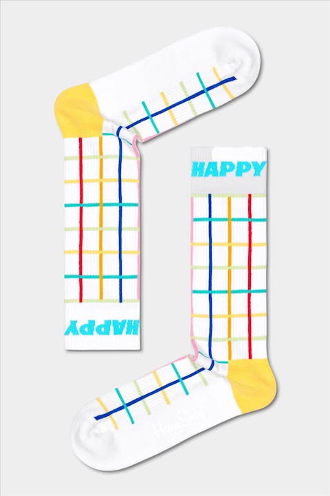 Happy Socks - Wit-multicolour Color Grid Crew Socks, maat 41-46