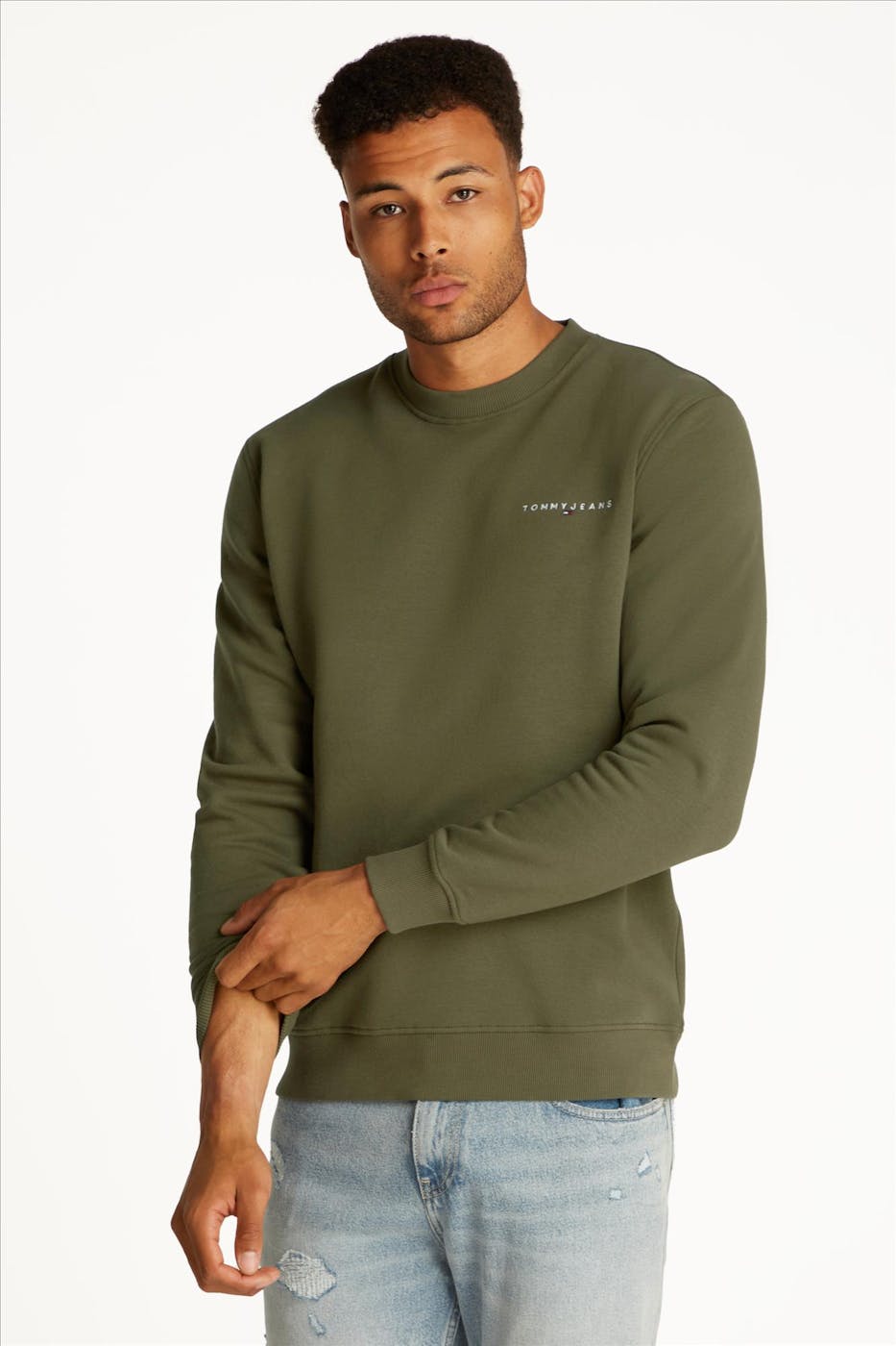 Tommy Jeans - Kaki Regular Linear sweater