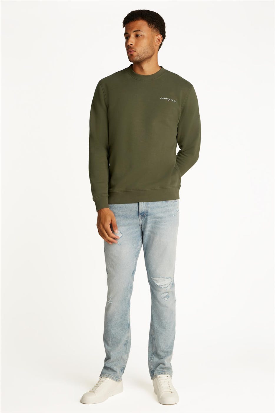 Tommy Jeans - Kaki Regular Linear sweater