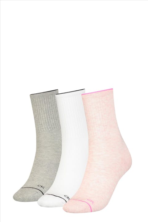 Calvin Klein - Roze-witte-grijze 3-pack sokken, one size