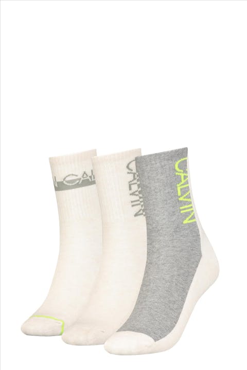 Calvin Klein - Beige-geel-grijze 3-pack sokken, one size