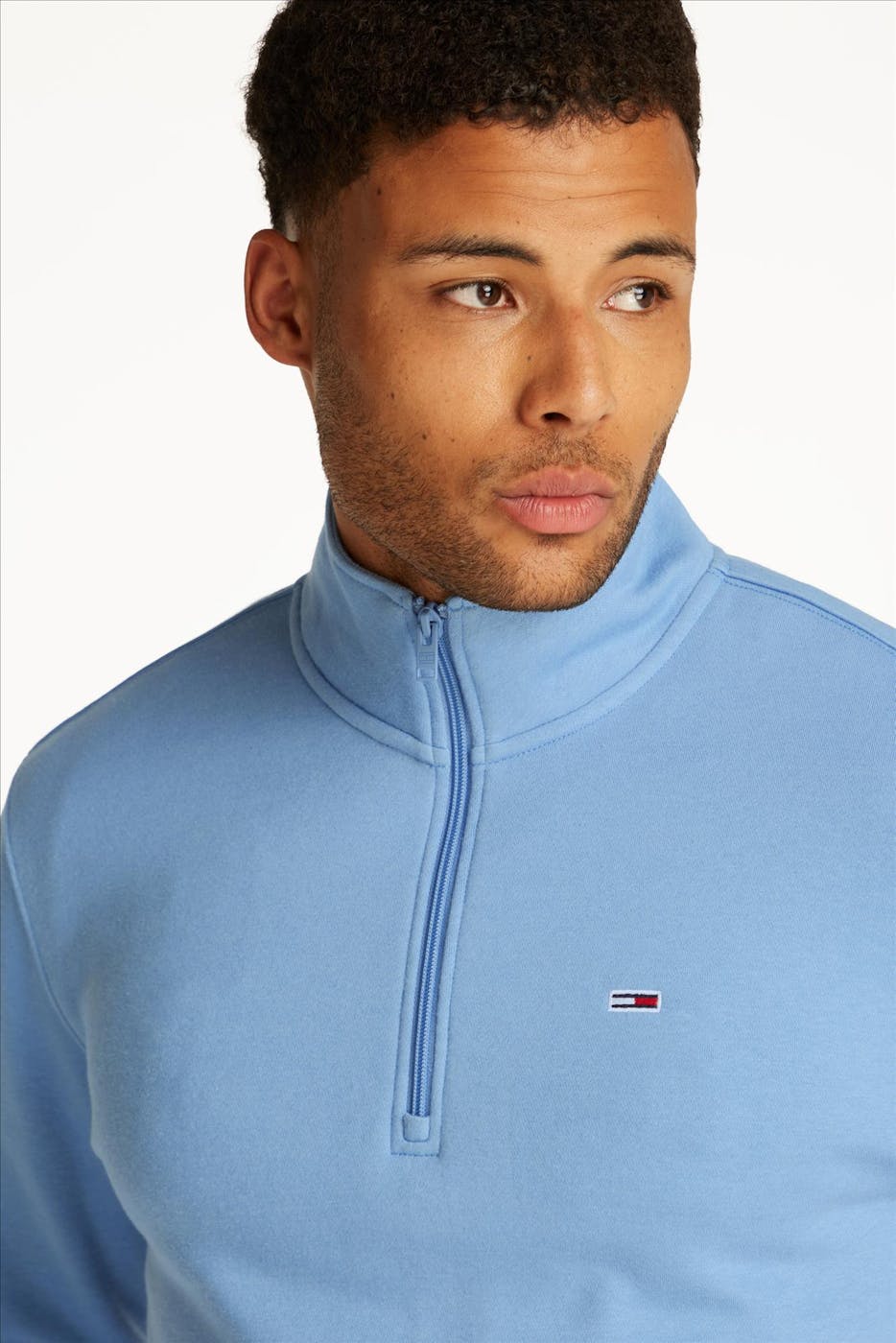 Tommy Jeans - Blauwe Regular 1/4 Zip sweater