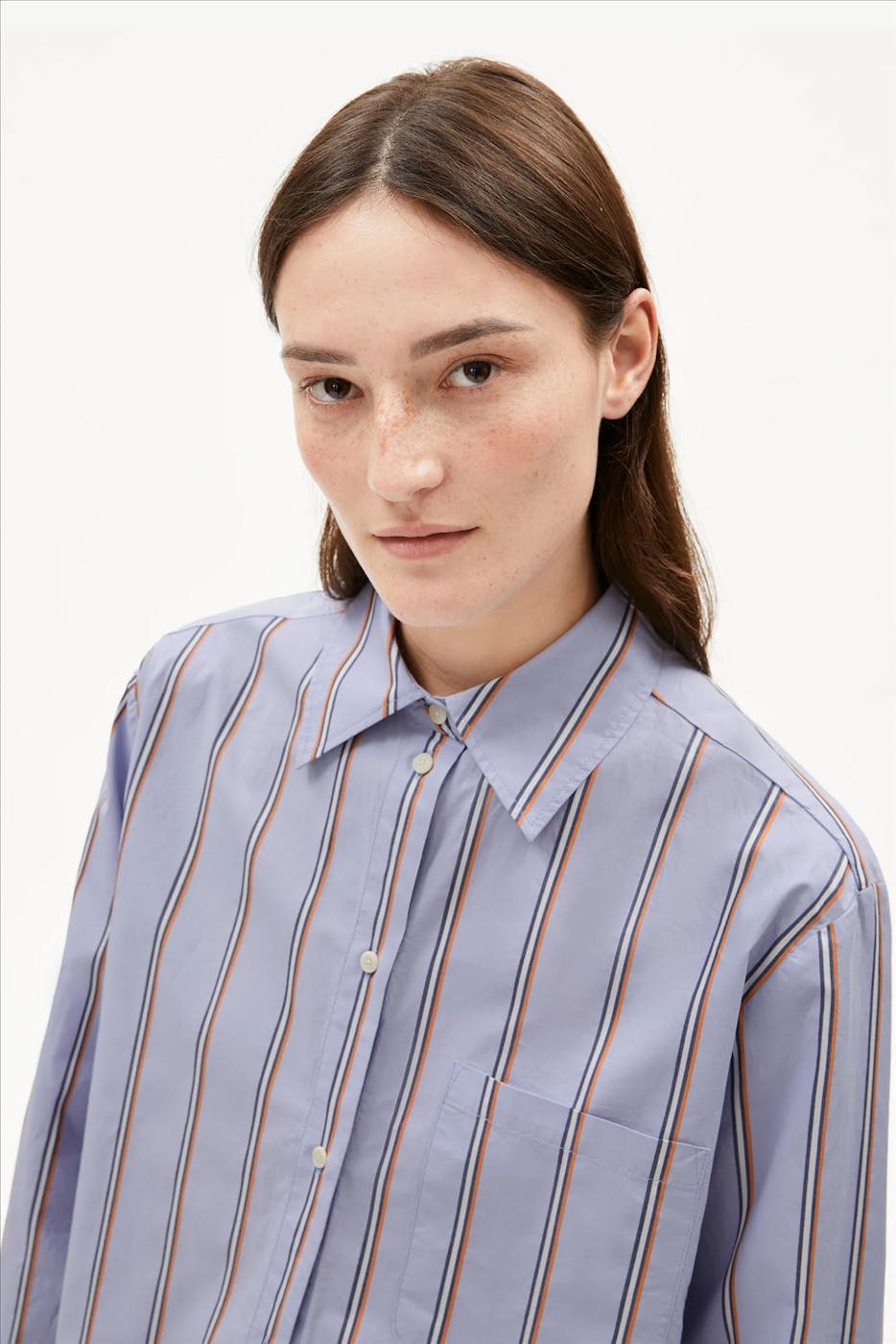 Armed Angels - Lavendelpaarse Gestreepte blouse