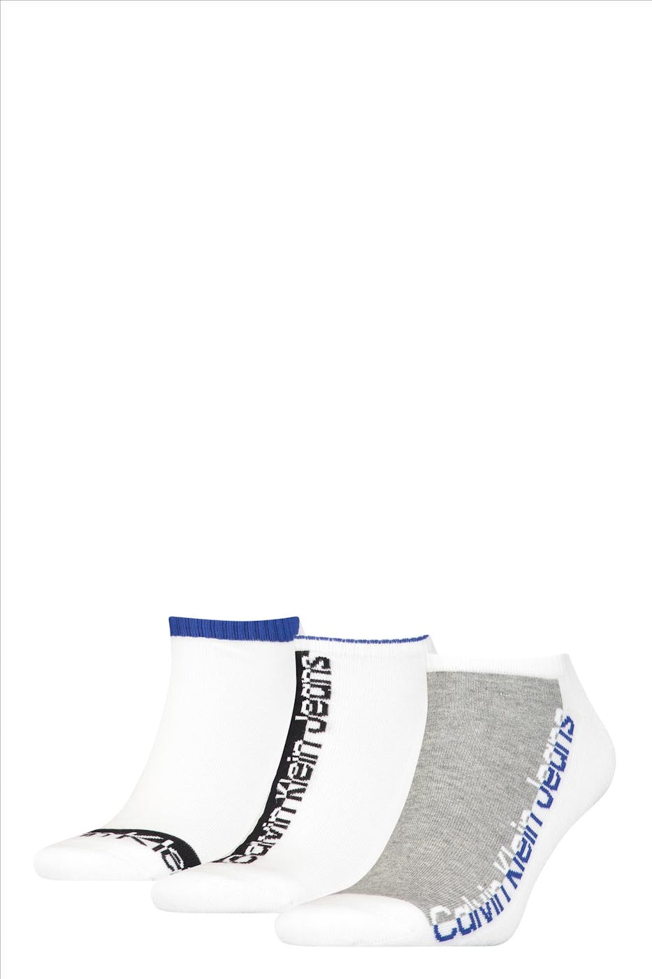Calvin Klein - Witte-multicolcour 3-pack sneakersokken, one size