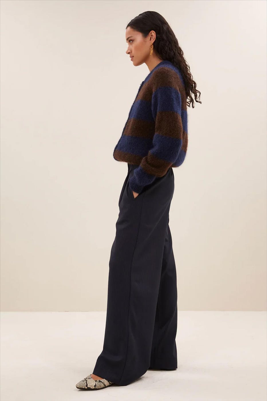 BY BAR - Blauw-Bruine Sian Stripe trui
