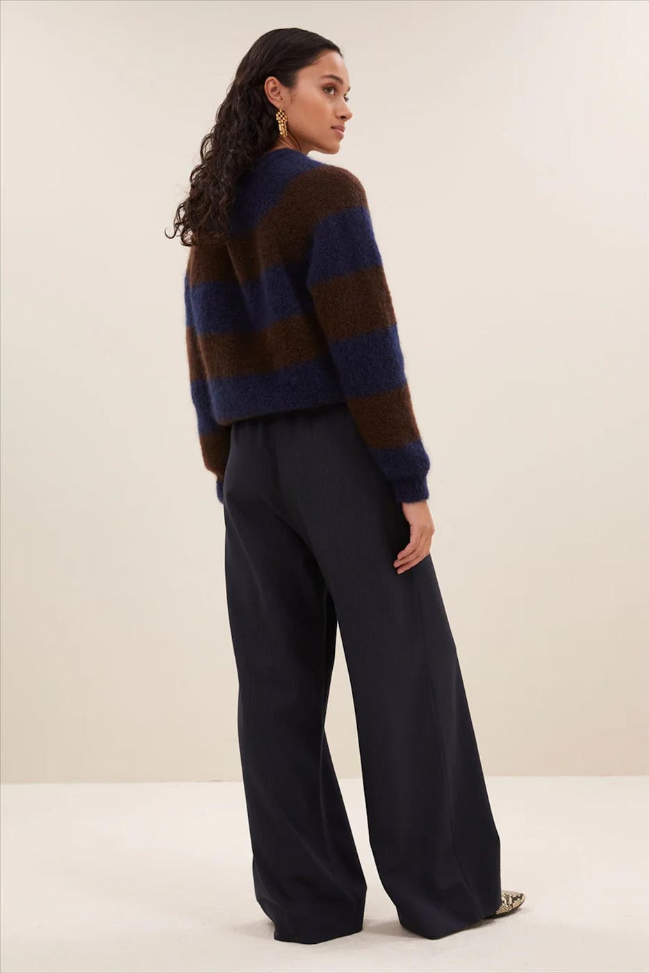 BY BAR - Blauw-Bruine Sian Stripe trui