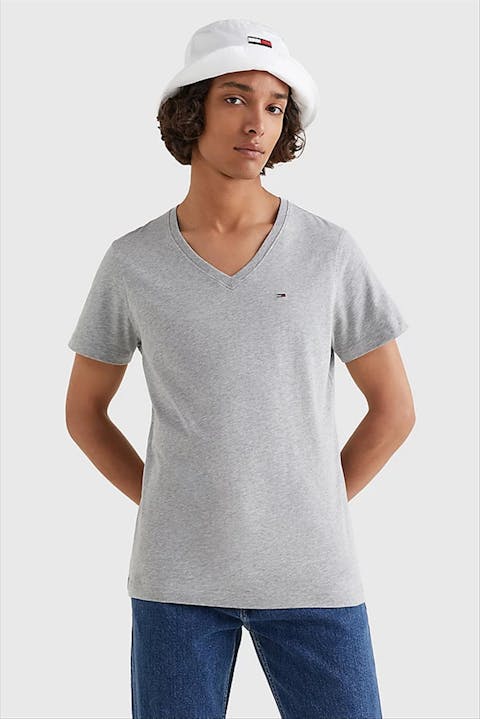 Tommy Jeans - Lichtgrijze mêlé Panson T-shirt