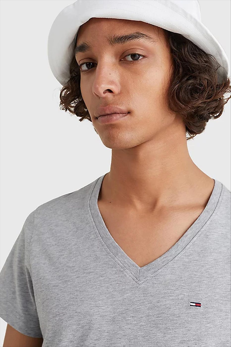 Tommy Jeans - Lichtgrijze mêlé Panson T-shirt