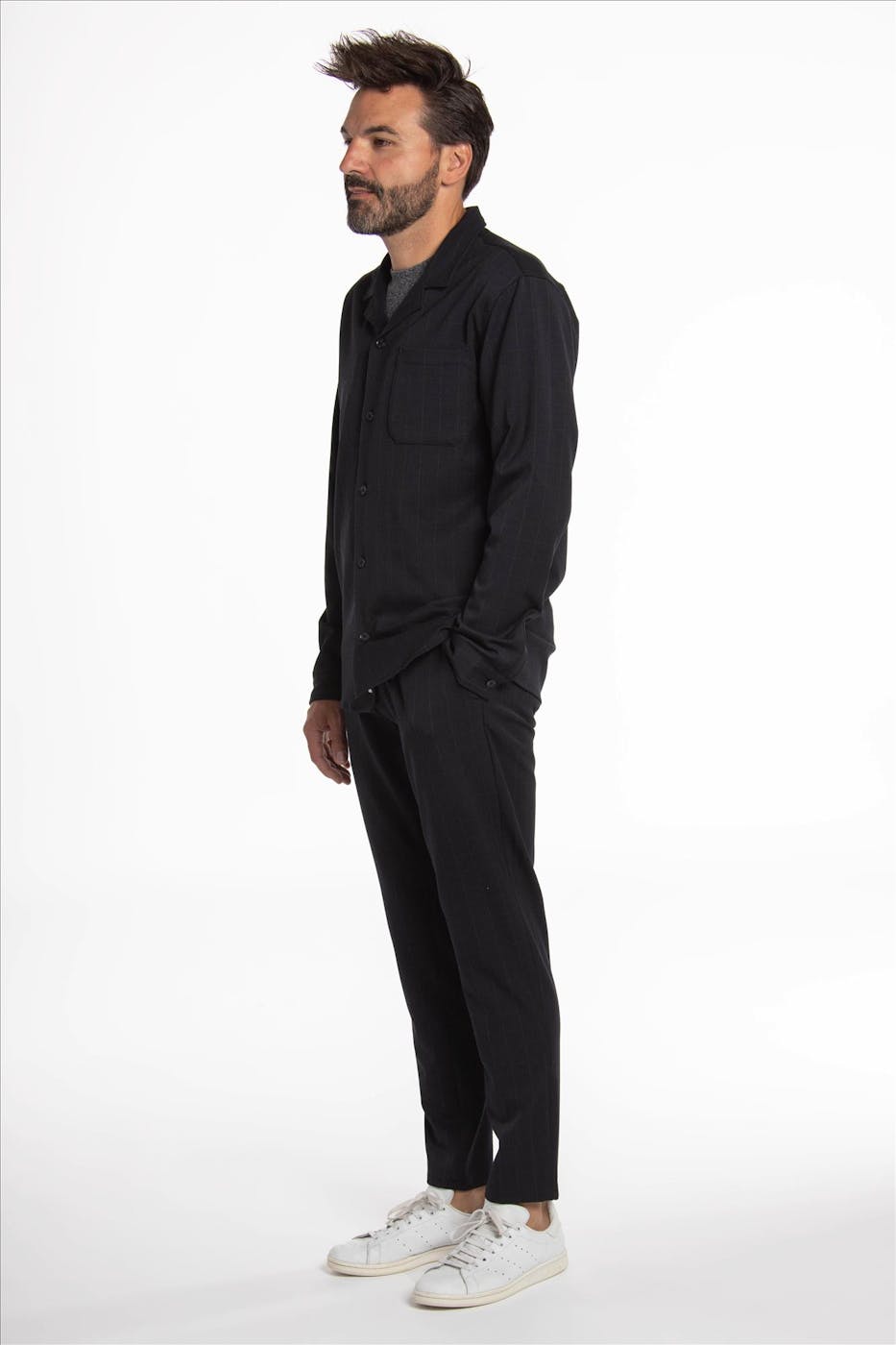 Minimum - Donkerblauw-grijs geruite Ugge 2.0 slim fit kostuumbroek