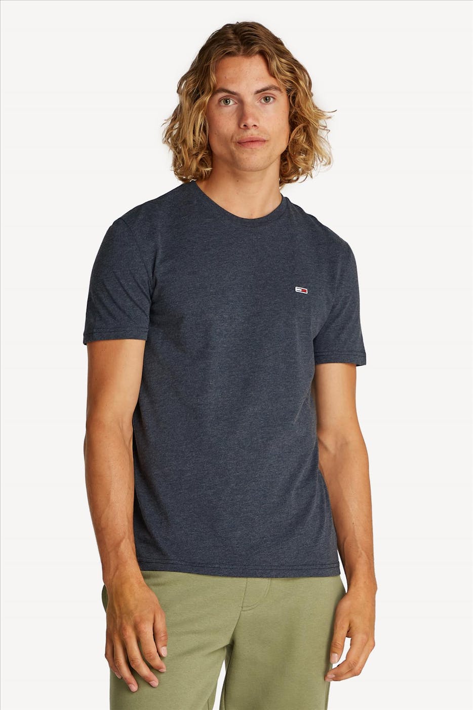 Tommy Jeans - Grijsblauwe Jaspe T-shirt