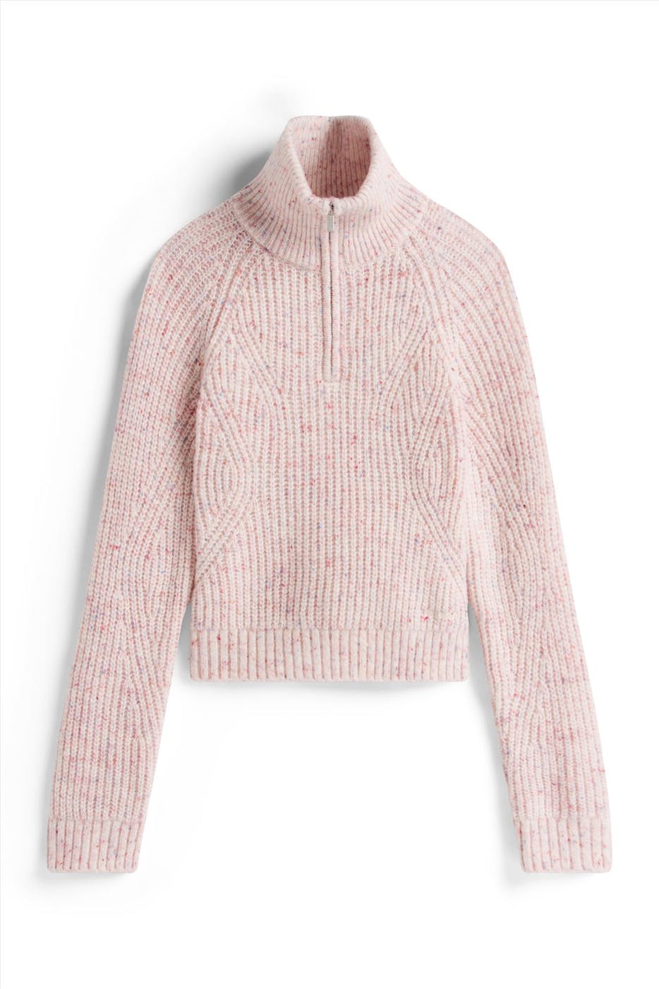 Tommy Jeans - Ecru-Lichtroze Half Zip trui