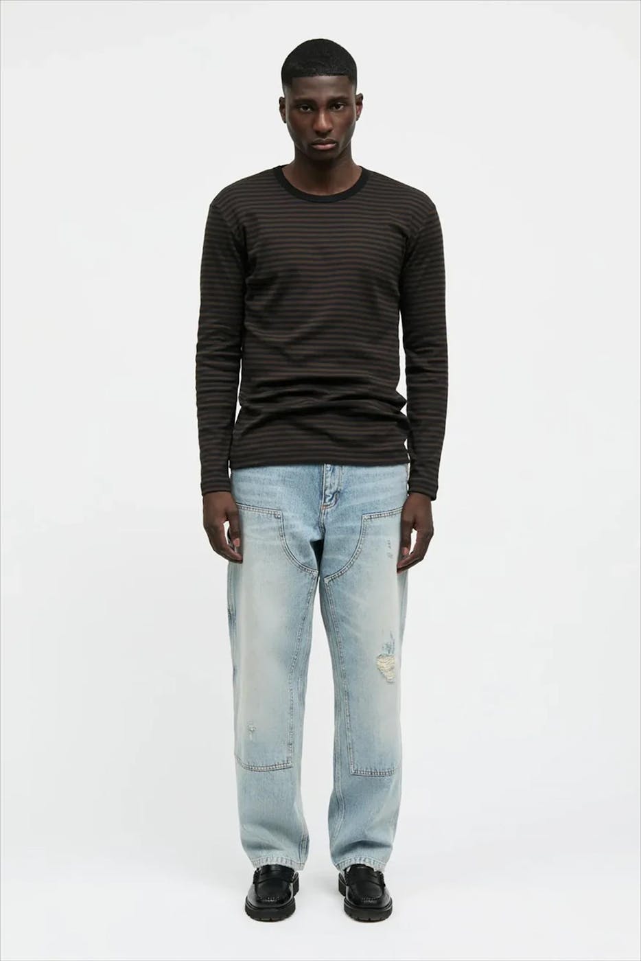 MADS NORGAARD - Donkerbruin-Zwarte Tobias longsleeve