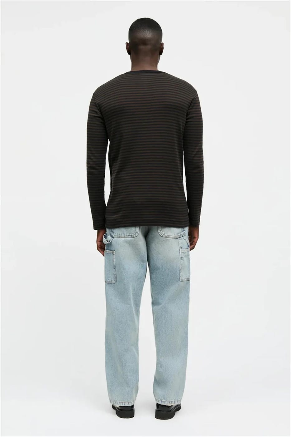 MADS NORGAARD - Donkerbruin-Zwarte Tobias longsleeve