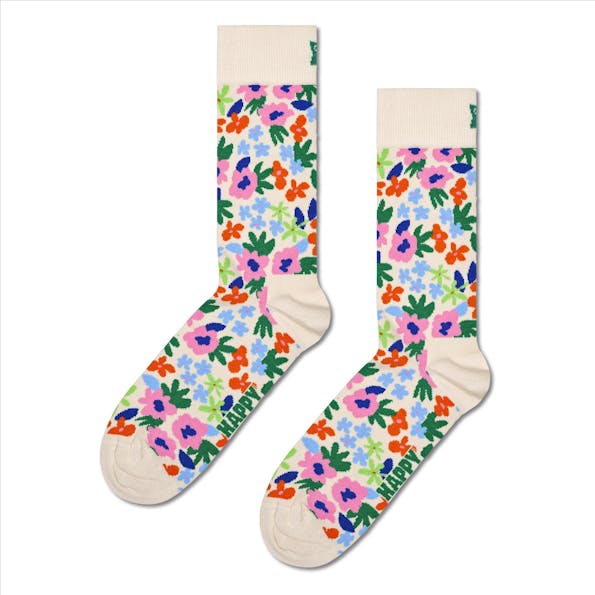 Happy Socks - Ecru Flower sokken, maat: 36-40