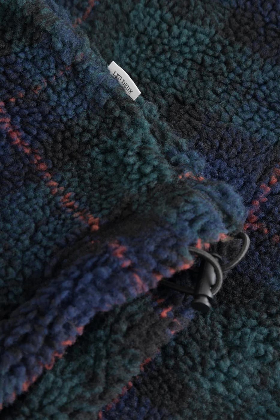 LES DEUX - Donkergroene-donkerblauwe Ren Zipper jas