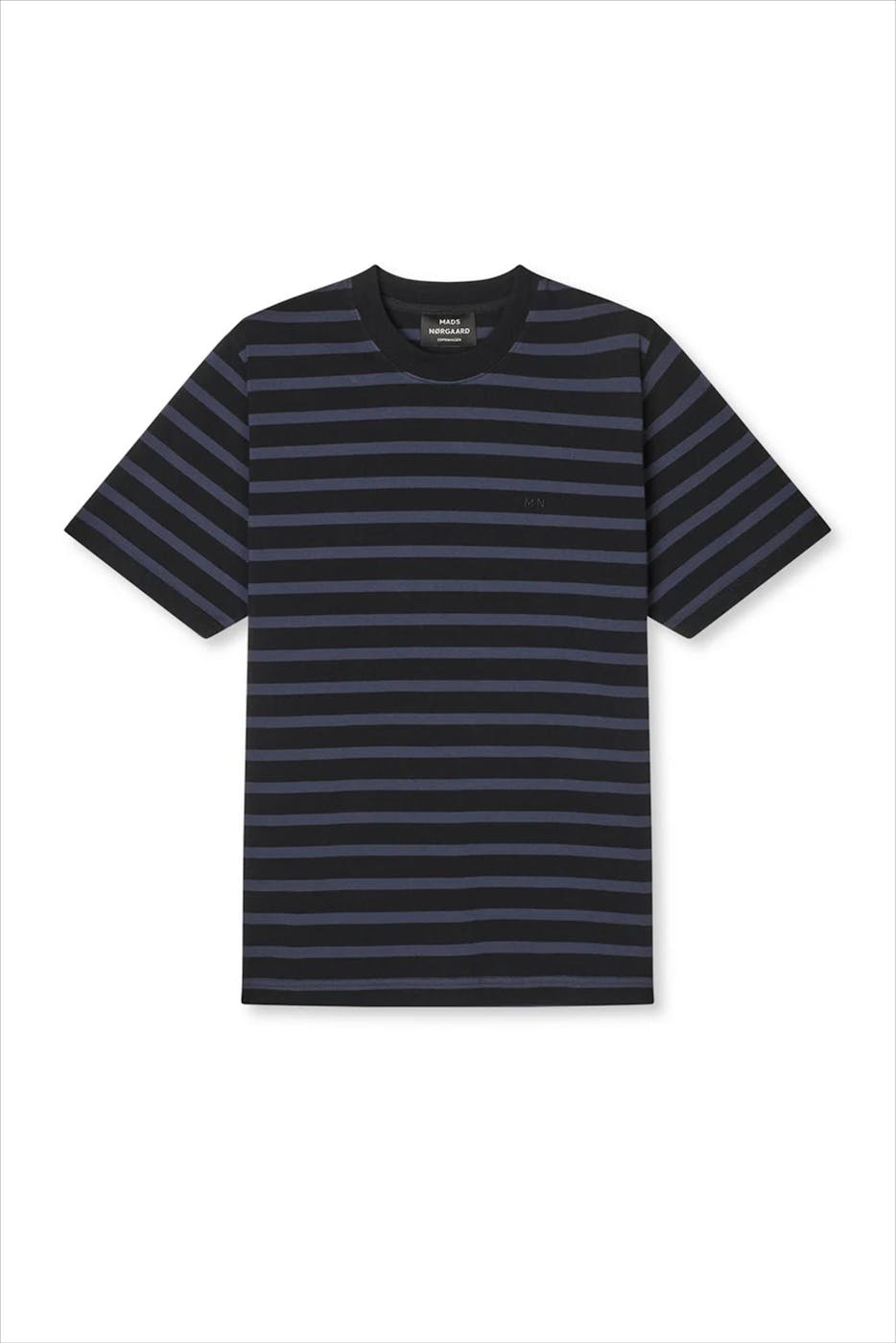 MADS NORGAARD - Zwart-Grijsblauwe Stripe Frode T-shirt