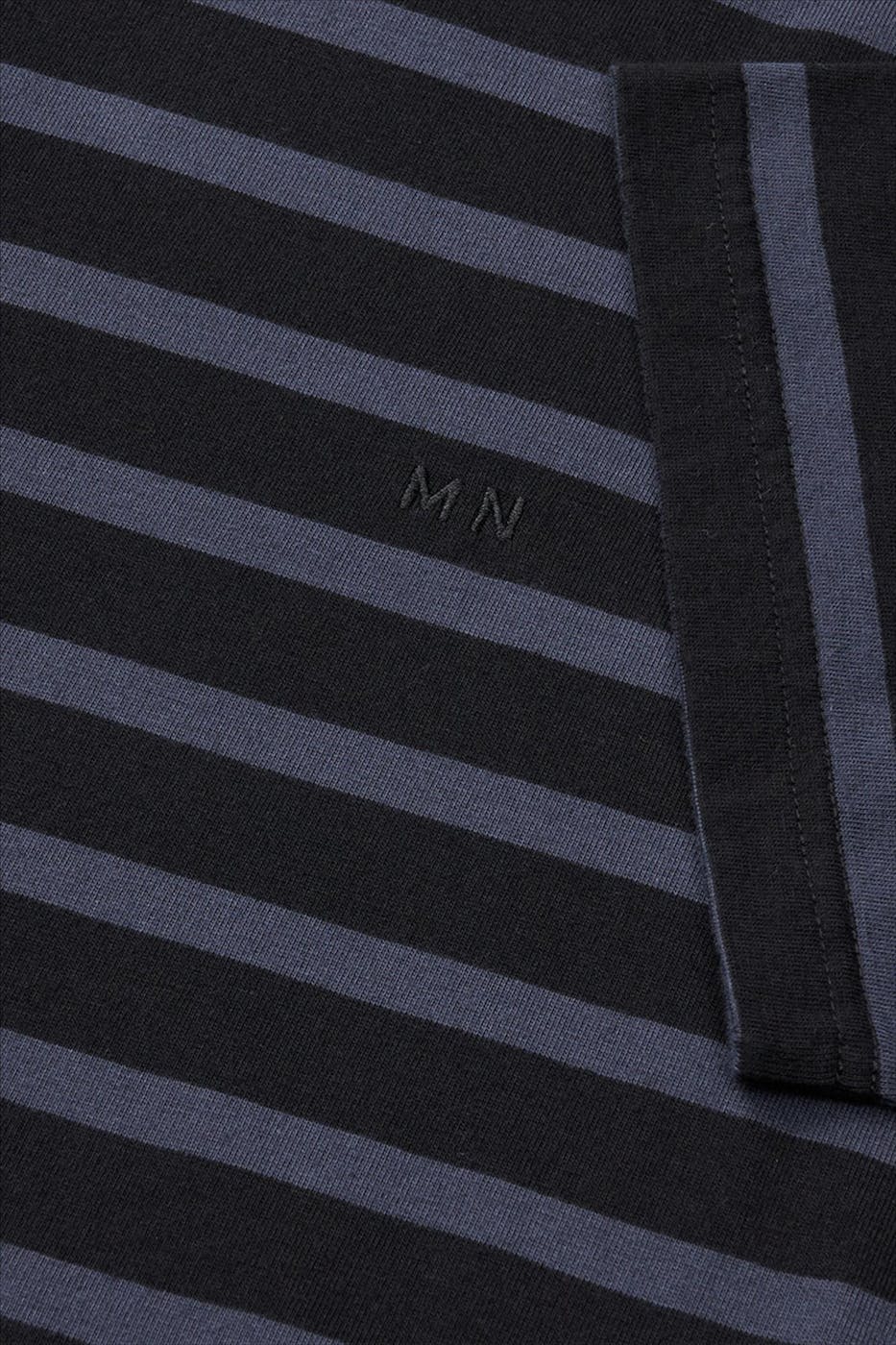 MADS NORGAARD - Zwart-Grijsblauwe Stripe Frode T-shirt