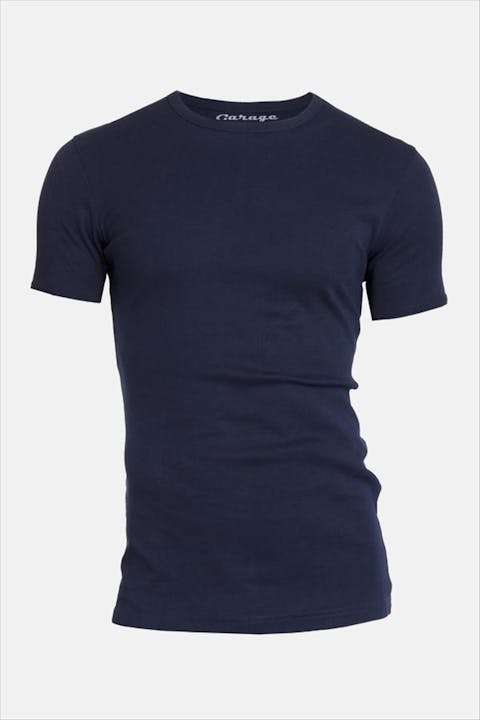 Garage - Donkerblauwe Semi Bodyfit O-Neck T-shirt