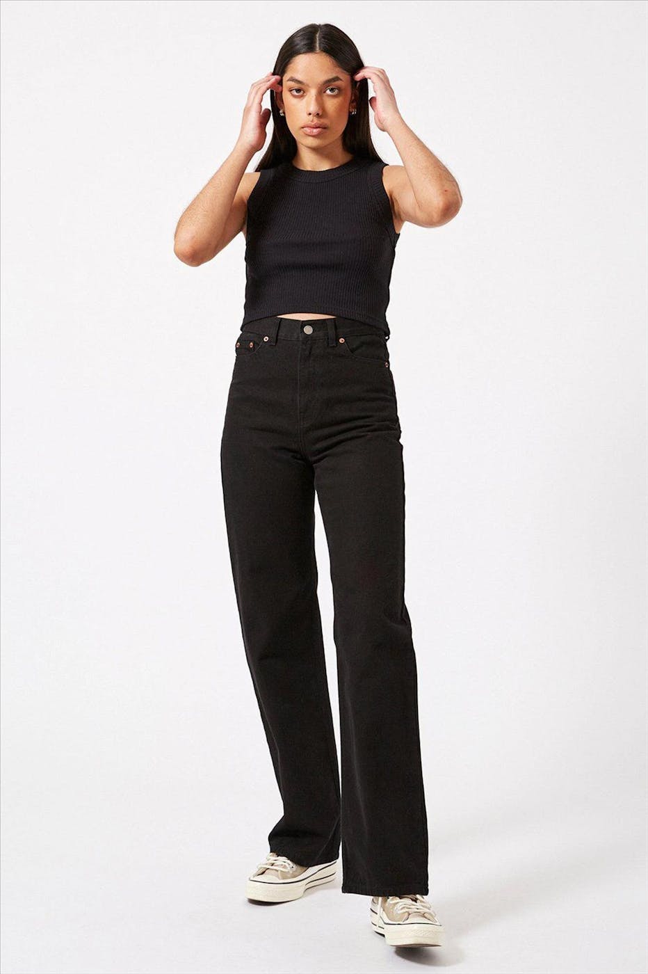 Dr. Denim - Zwarte Echo straight/wide jeans