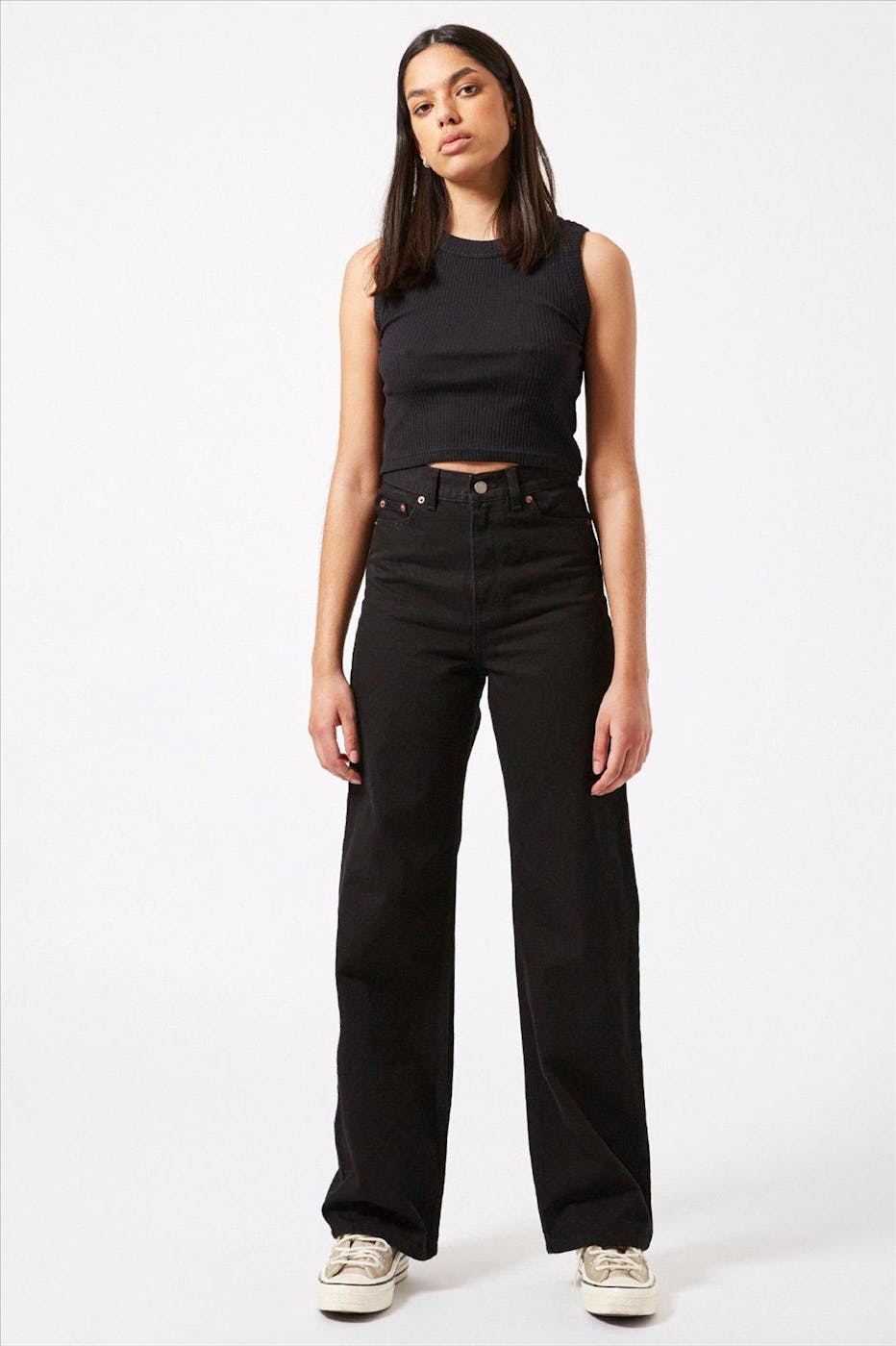 Dr. Denim - Zwarte Echo straight/wide jeans