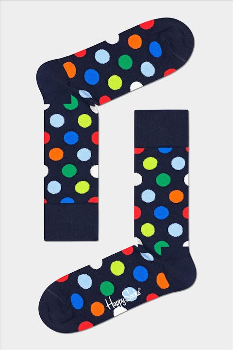 Happy Socks - Donkerblauwe-multicolour Big Dot sokken, maat: 41-46