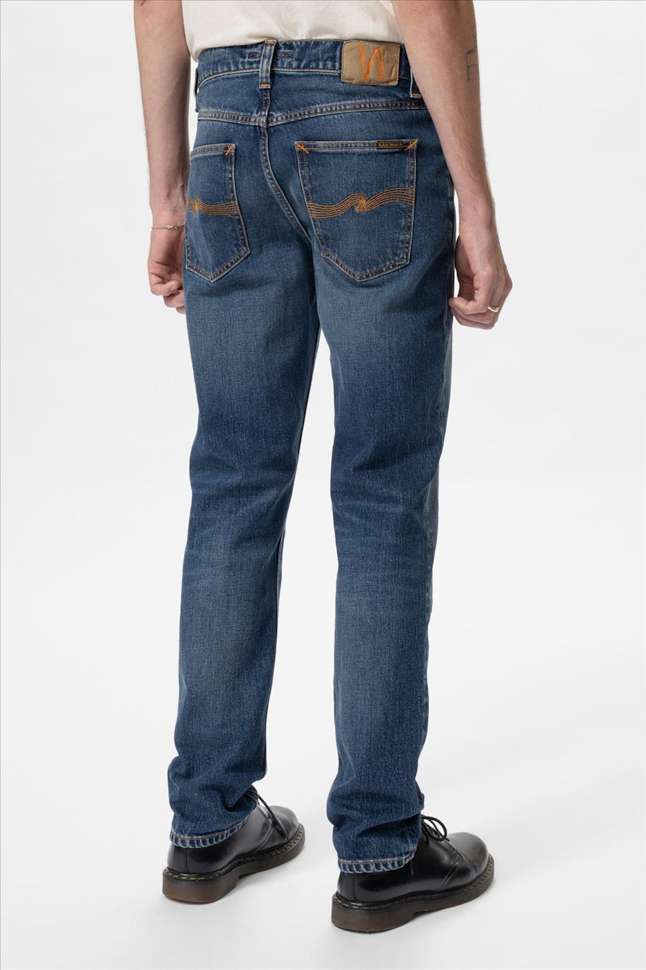Nudie Jeans Co. - Donkerblauwe Solid Ollie slim straight jeans