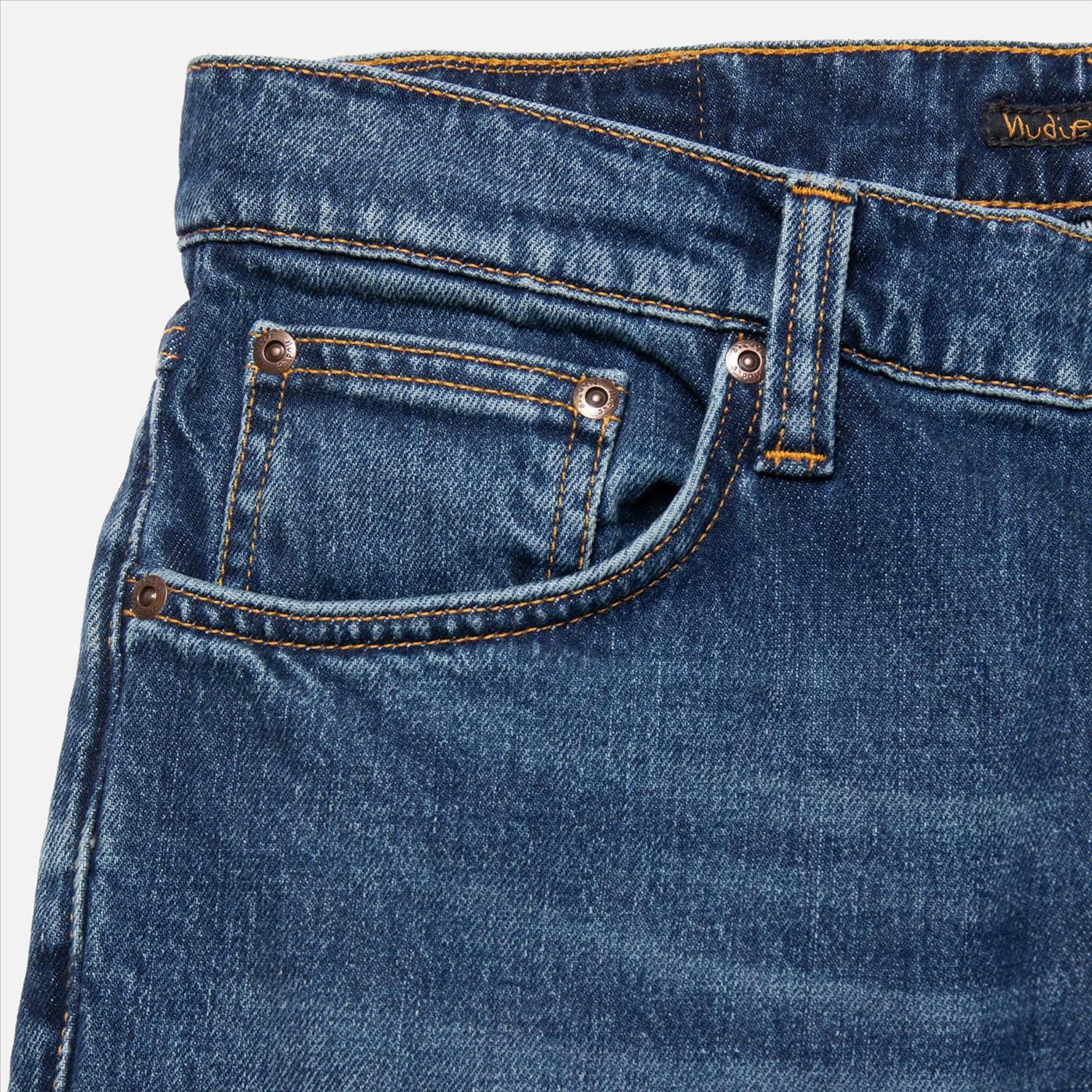 Nudie Jeans Co. - Donkerblauwe Solid Ollie slim straight jeans
